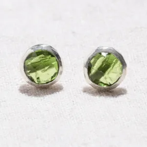 Genuine Peridot Silver or Gold Stud Earrings