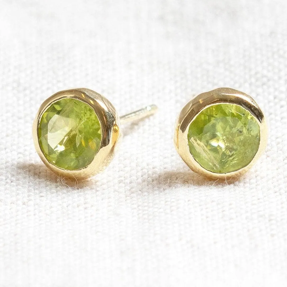 Genuine Peridot Silver or Gold Stud Earrings