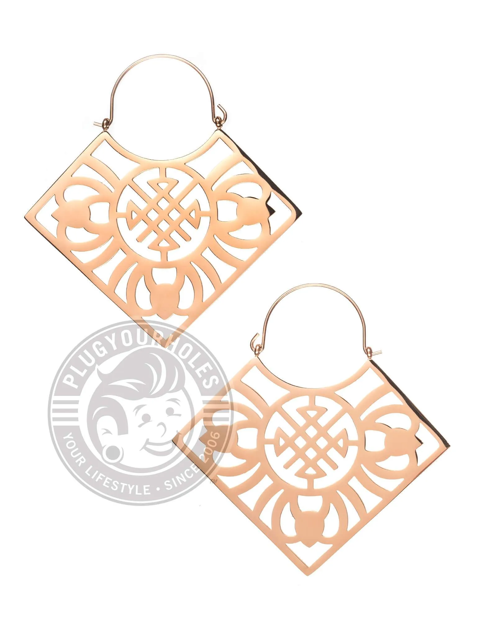 Geometric Square Dangle Hoop Steel Earrings