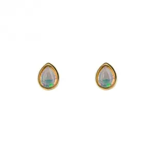 Gold Plated Birthstone October Cabochon Opal Earrings E6211