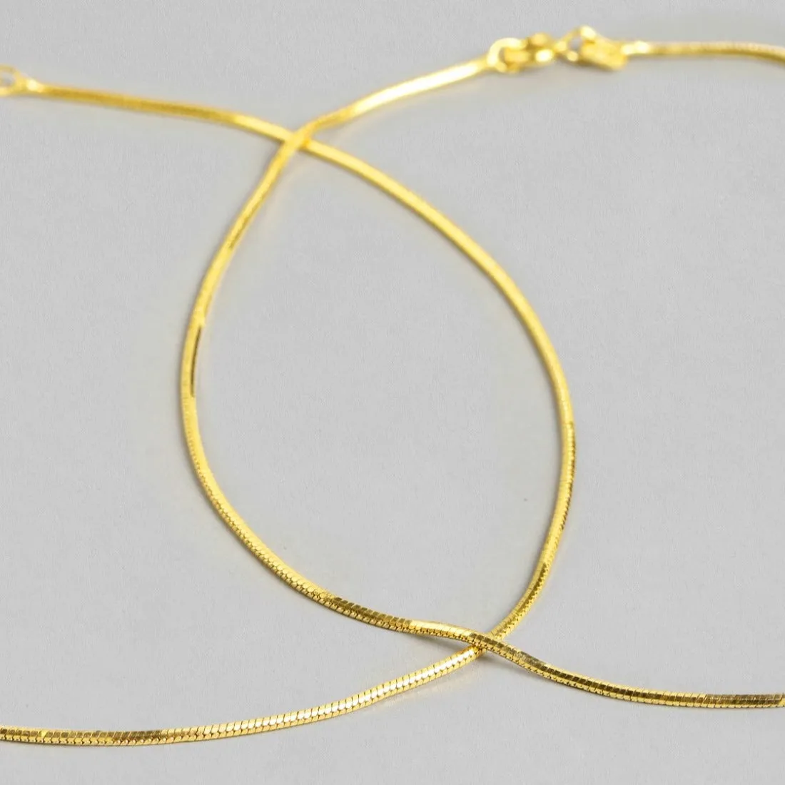 Golden Serpent 925 Sterling Silver Gold Plated Anklet