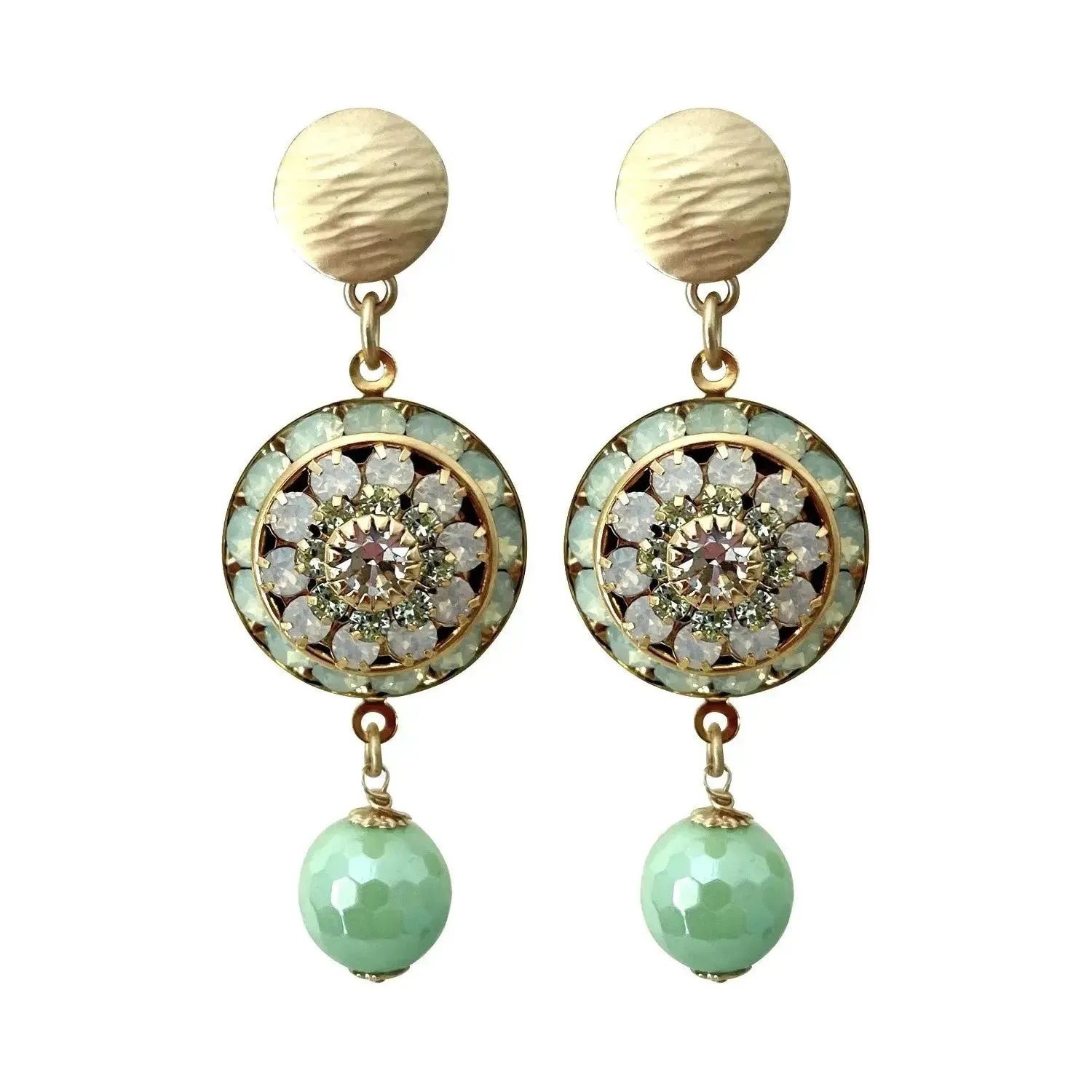 Green Opal Swarovski Crystyal Earrings
