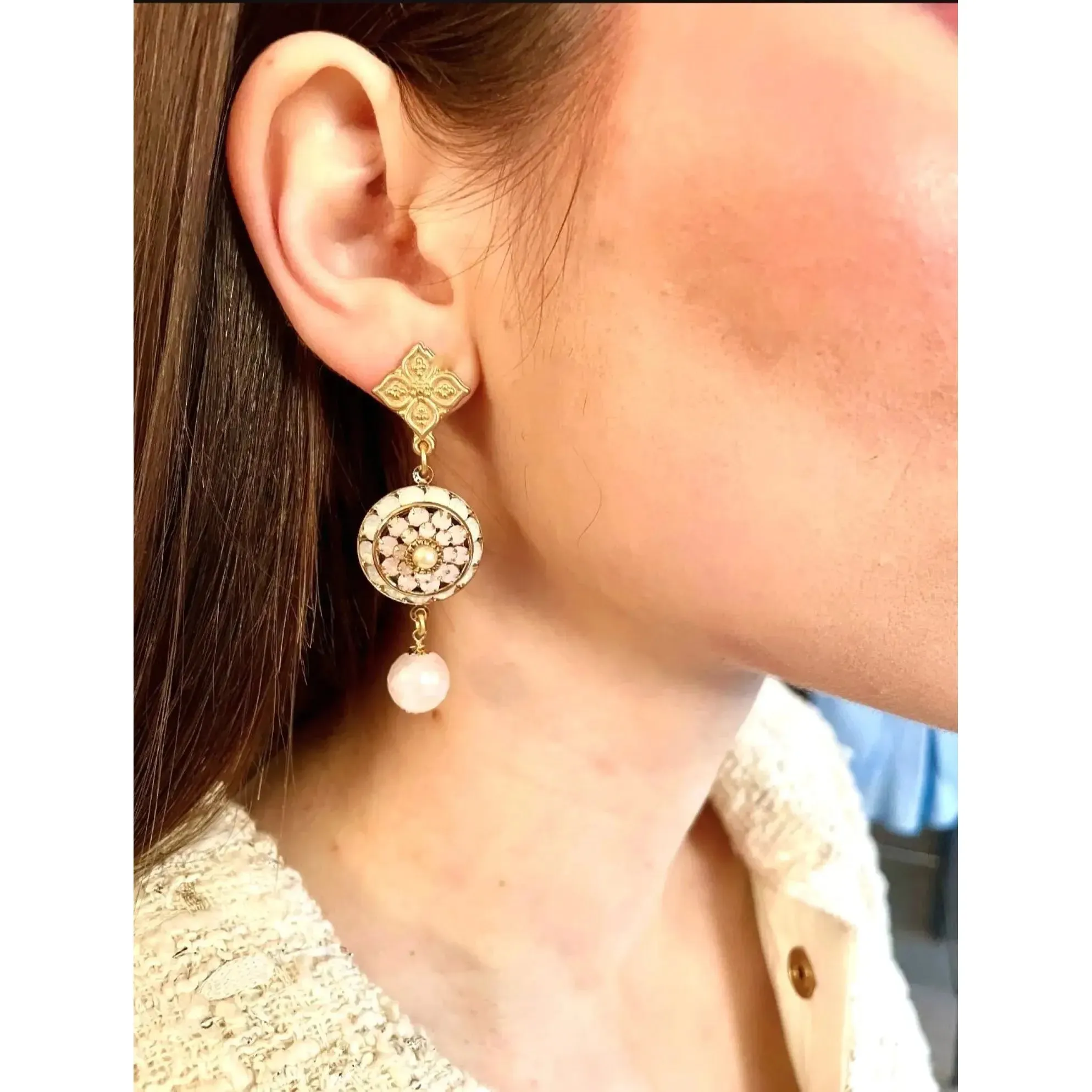 Green Opal Swarovski Crystyal Earrings