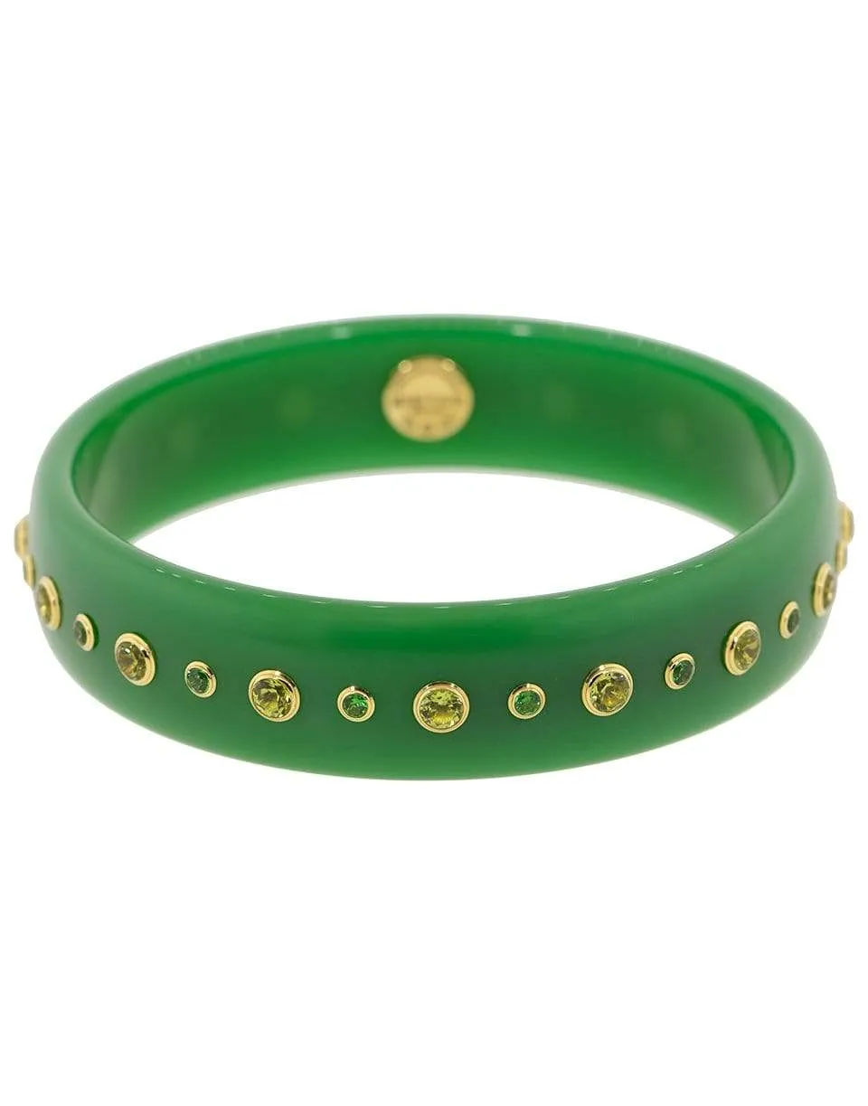 Green Peridot and Topaz Bakelite Bangle