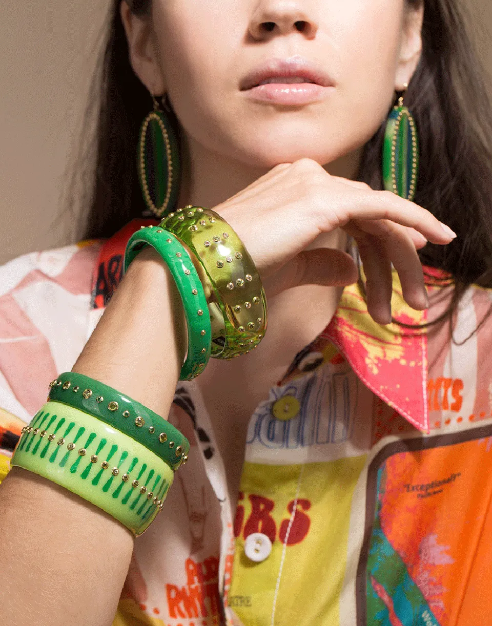 Green Peridot and Topaz Bakelite Bangle