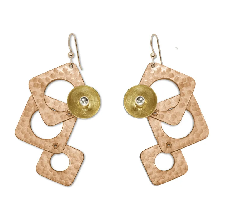 GROW LONG 3 Piece Angular Dangle Earrings with metal and bead options from the SCULPTURAL Collection