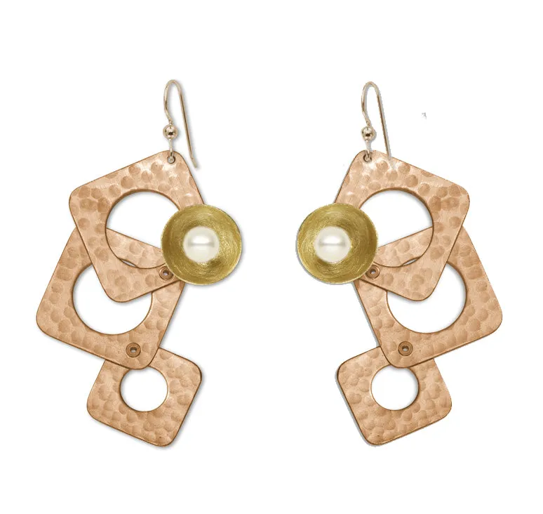 GROW LONG 3 Piece Angular Dangle Earrings with metal and bead options from the SCULPTURAL Collection