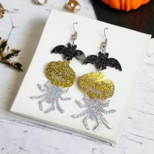Halloween Earrings - Spider Earrings, Halloween Accessories , Pumpkin Earrings, Halloween Costume, Halloween Teacher