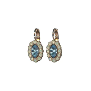 Halo Marquise Leverback Earrings in "Forget-me-not" - Rose Gold