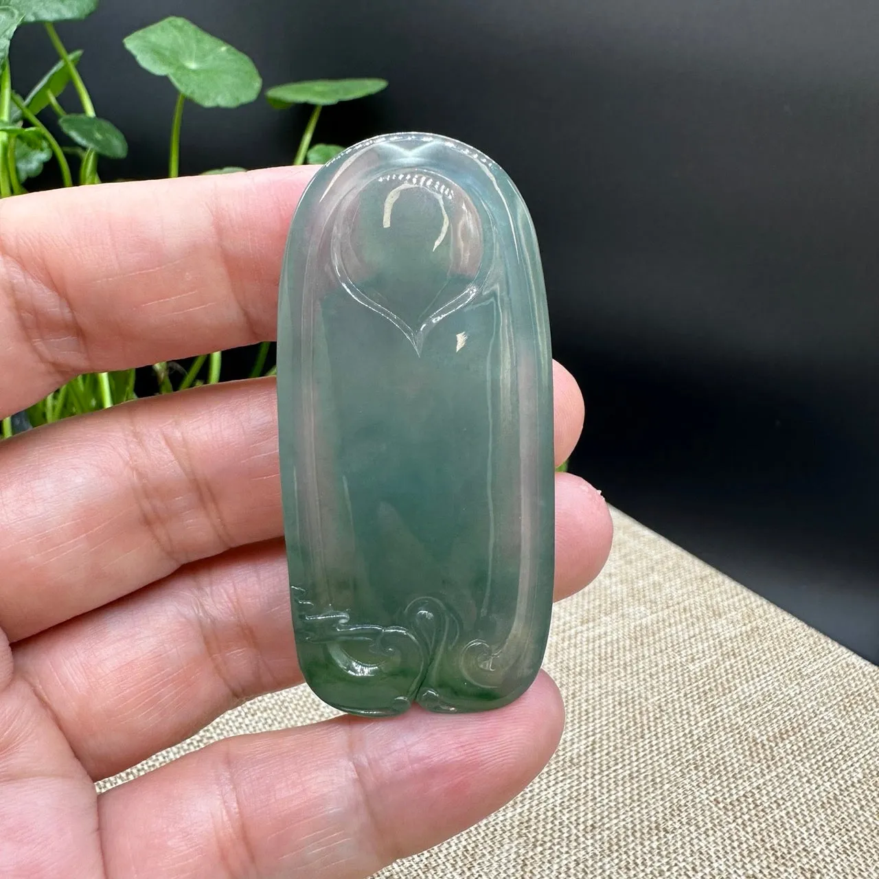 High end  "Goddess of Compassion" Genuine Ice Green Burmese Jadeite Jade Guanyin Necklace