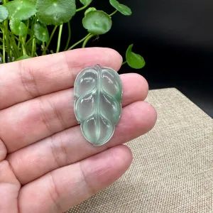 High end RealJade® Co. Genuine Ice Jadeite Jade Jin Zhi Yu Ye (Leaf) Necklace