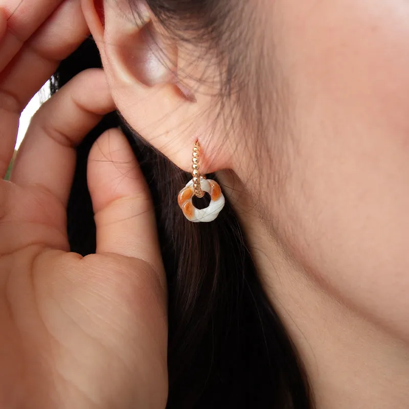 Jade Twist 14K Gold Hoops