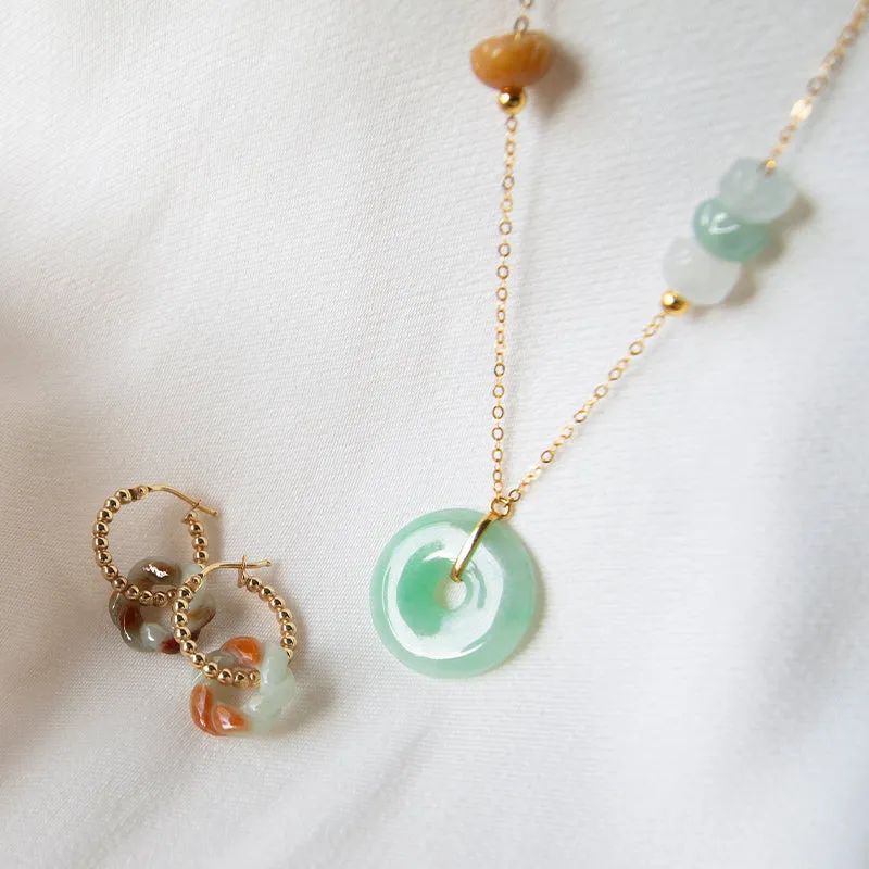 Jade Twist 14K Gold Hoops