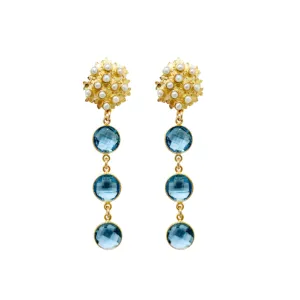Jardin Blue Quartz Triple Drop Earrings