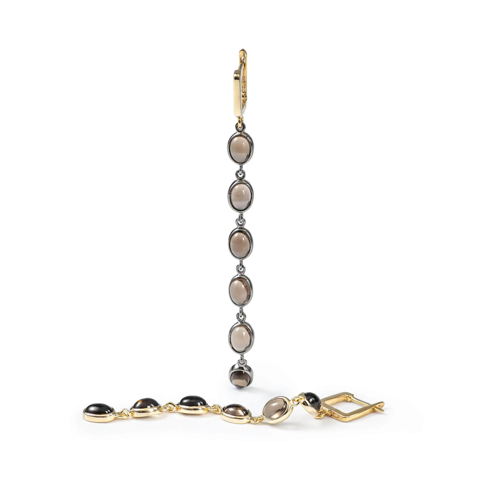 Koro Smoky Quartz Earrings (Black Rhodium and 18K Gold)