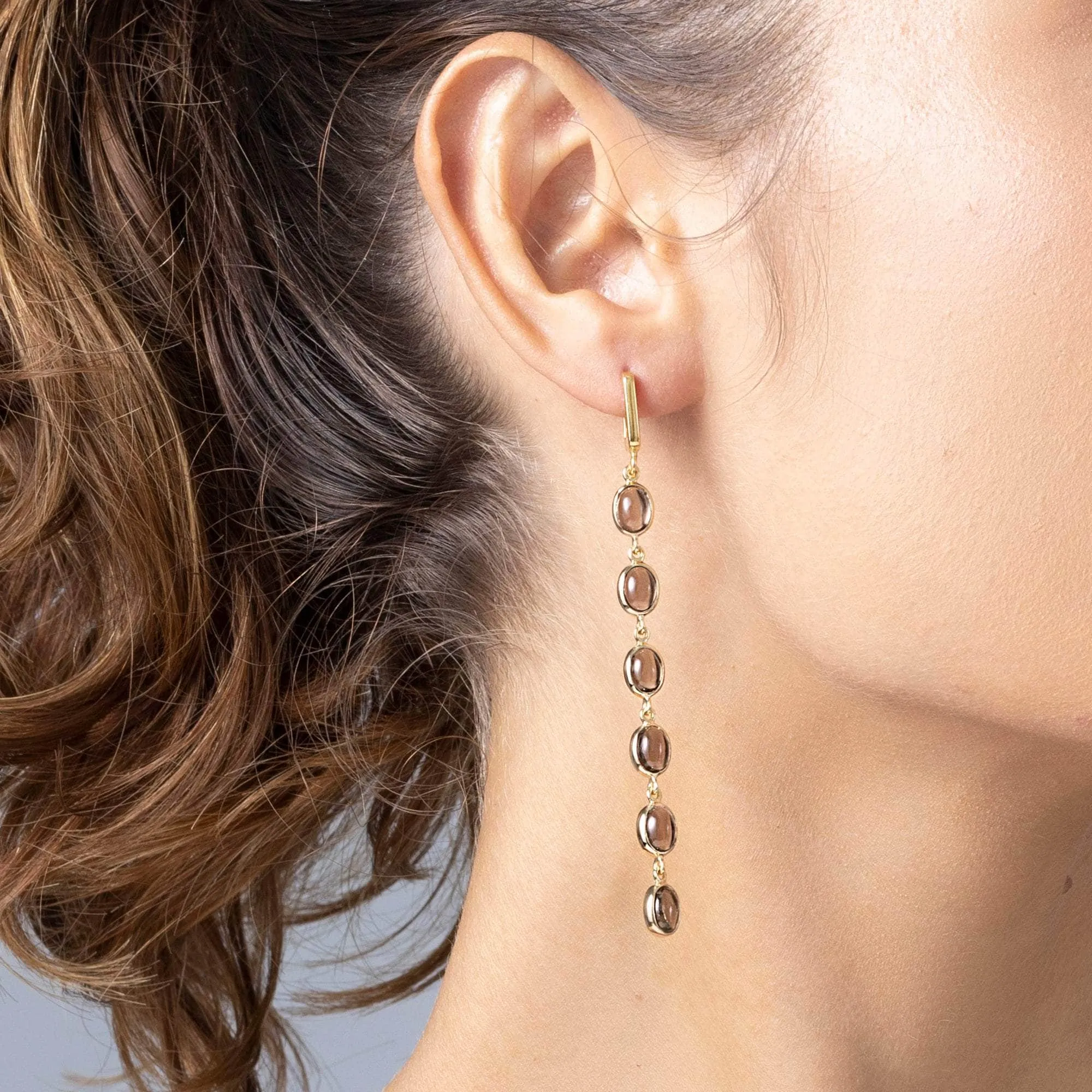 Koro Smoky Quartz Earrings (Black Rhodium and 18K Gold)