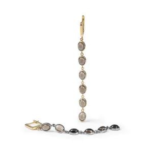 Koro Smoky Quartz Earrings (Black Rhodium and 18K Gold)