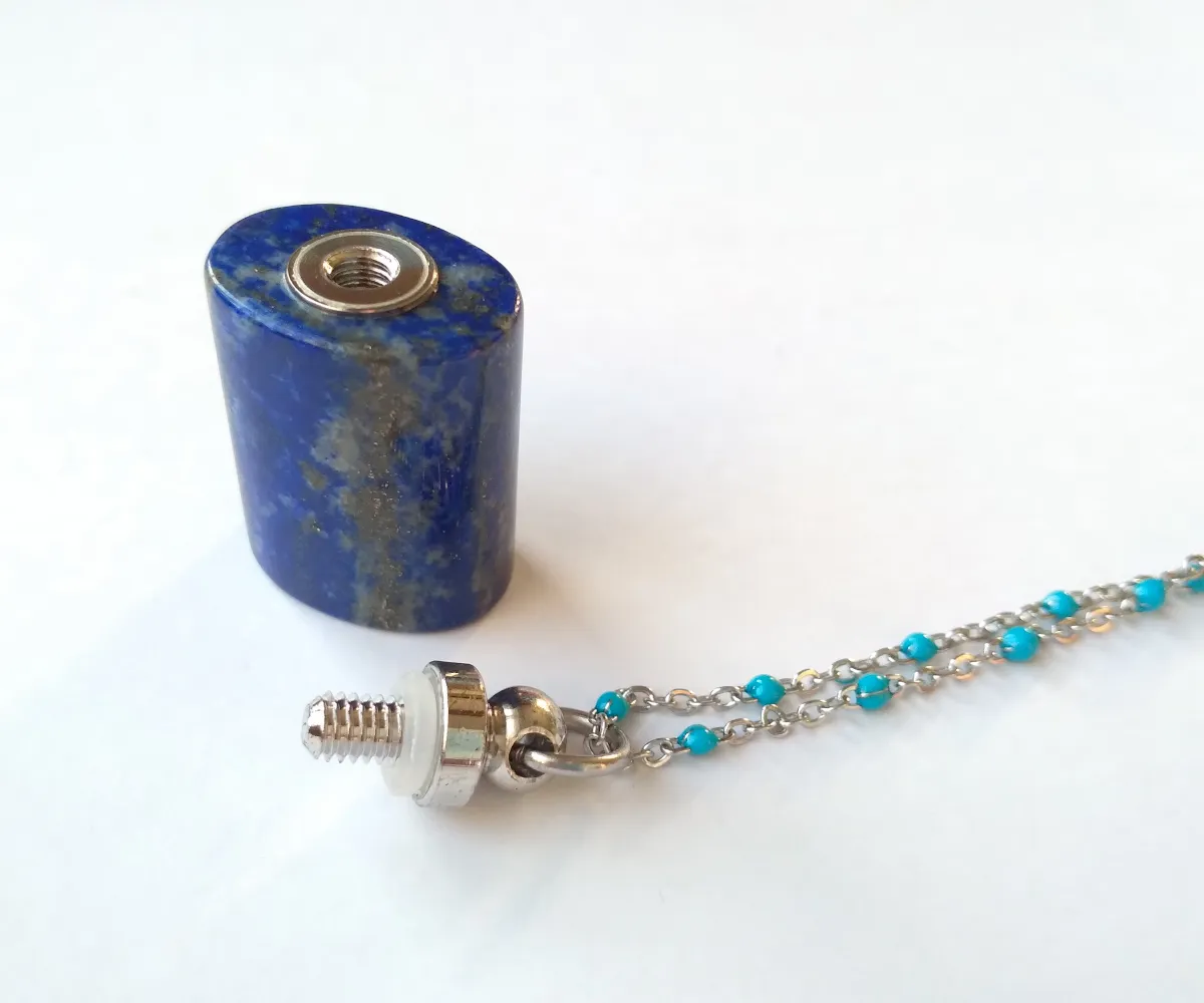 Lapis Lazuli Essential Oil Square Bottle Pendant