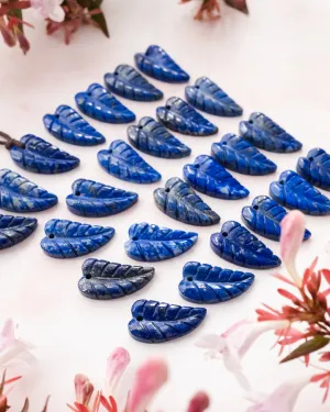 Lapis Lazuli Hand Carved Leaf Necklace