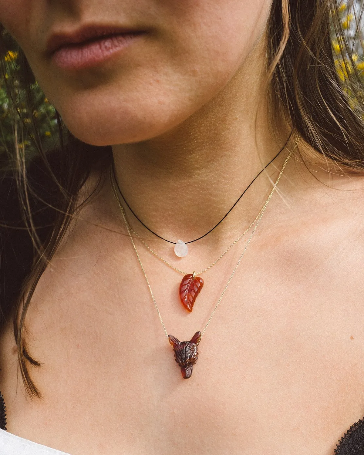 Lapis Lazuli Hand Carved Leaf Necklace
