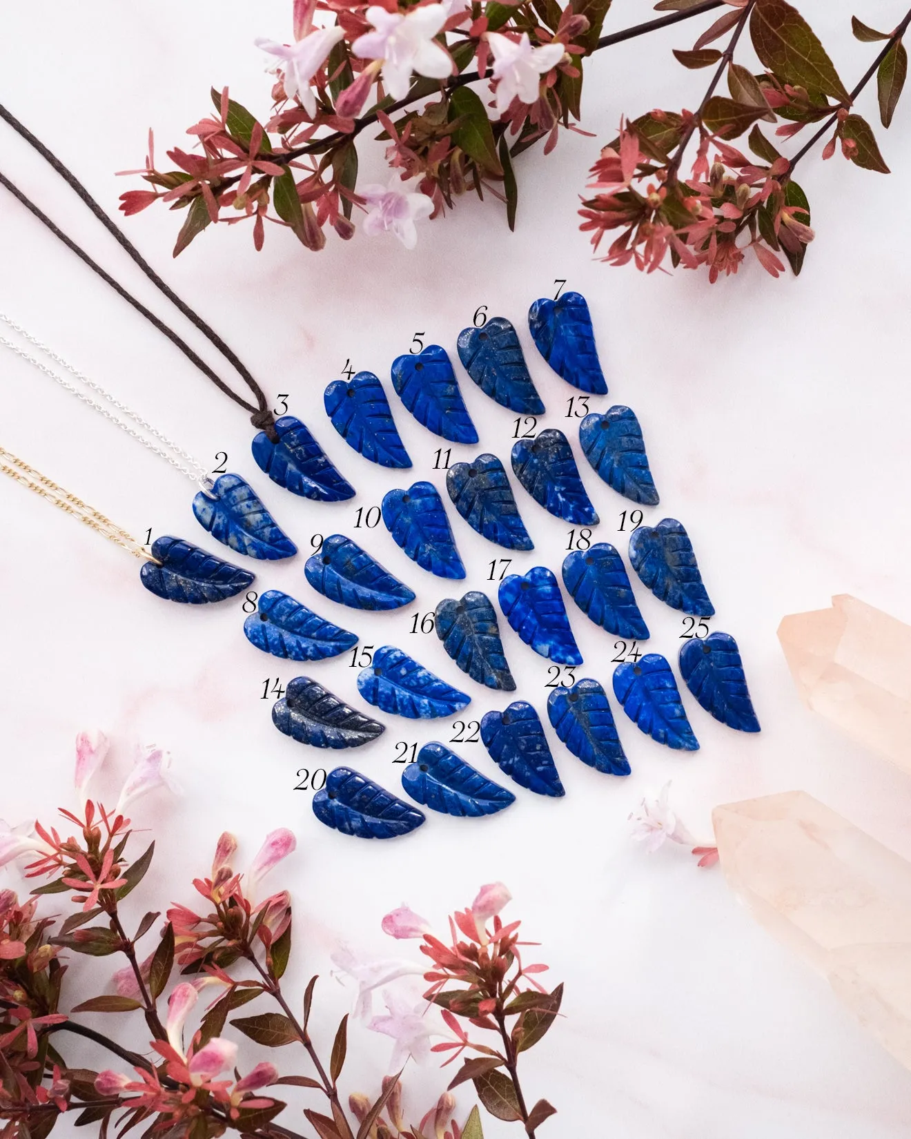 Lapis Lazuli Hand Carved Leaf Necklace