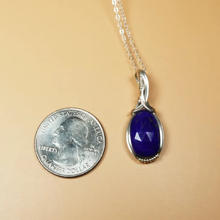 Lapis Lazuli Pendant Wire-Wrapped in Sterling Silver