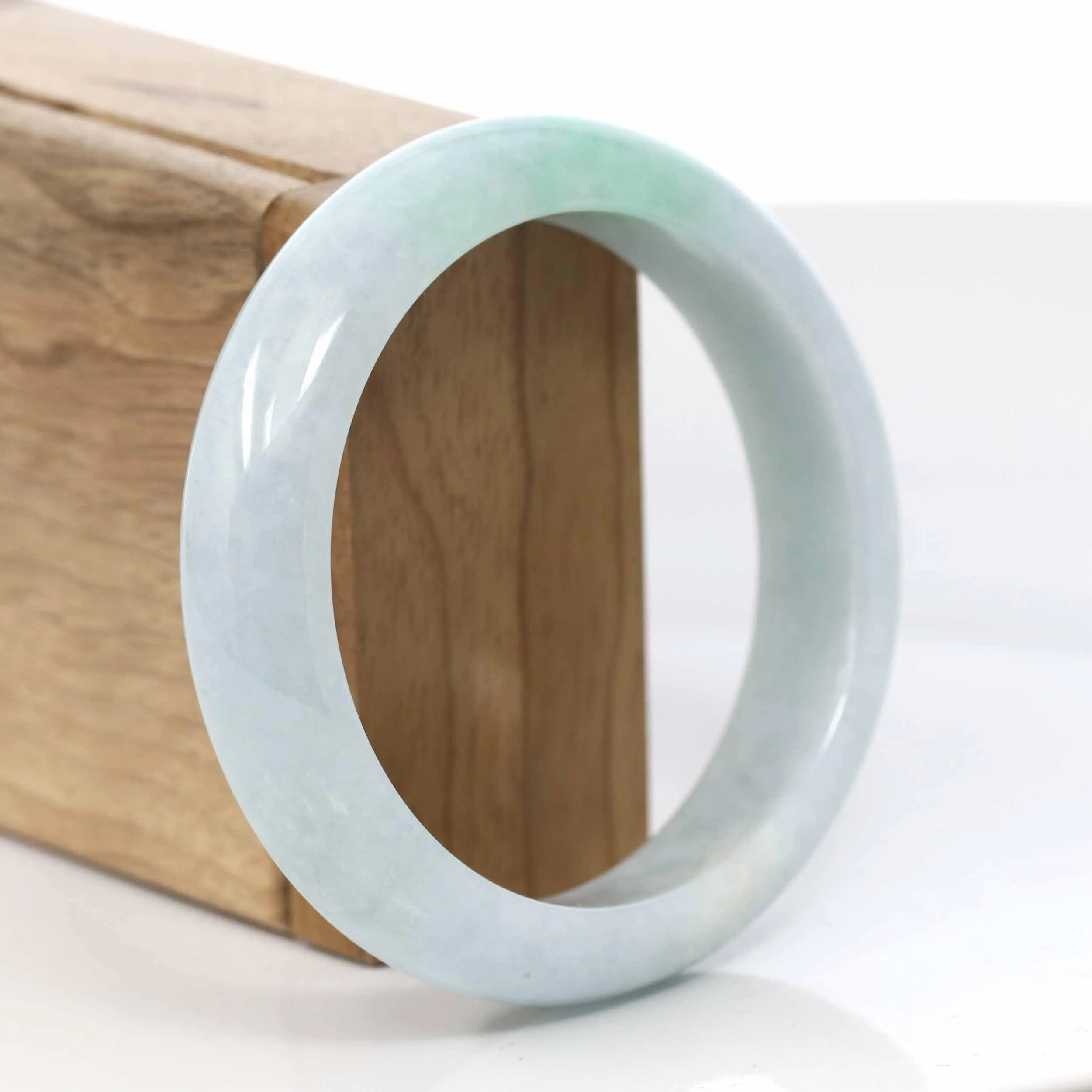 Lavender- Green Natural Genuine Burmese Jadeite Jade Bangle ( 58.35 mm ) #412