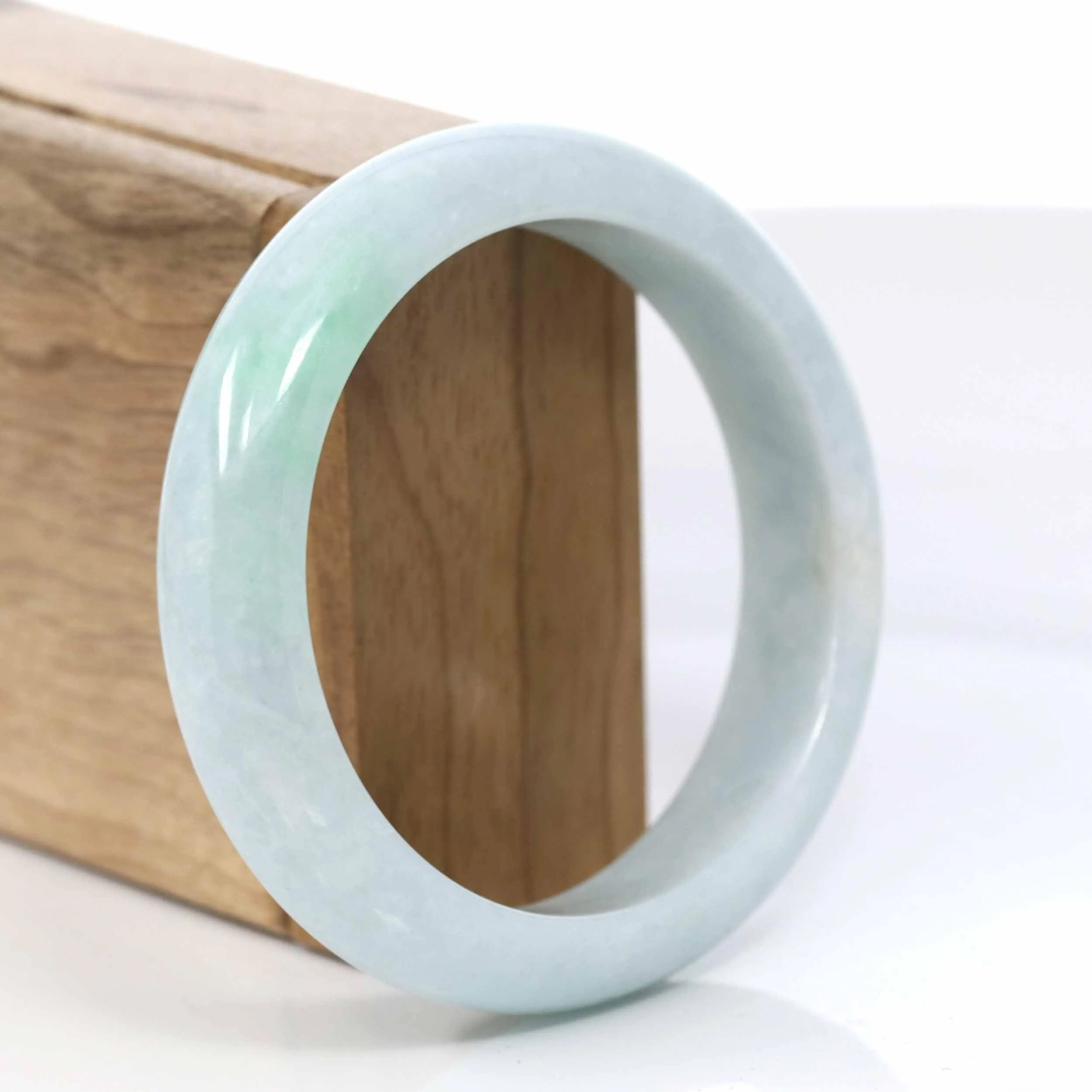 Lavender- Green Natural Genuine Burmese Jadeite Jade Bangle ( 58.35 mm ) #412
