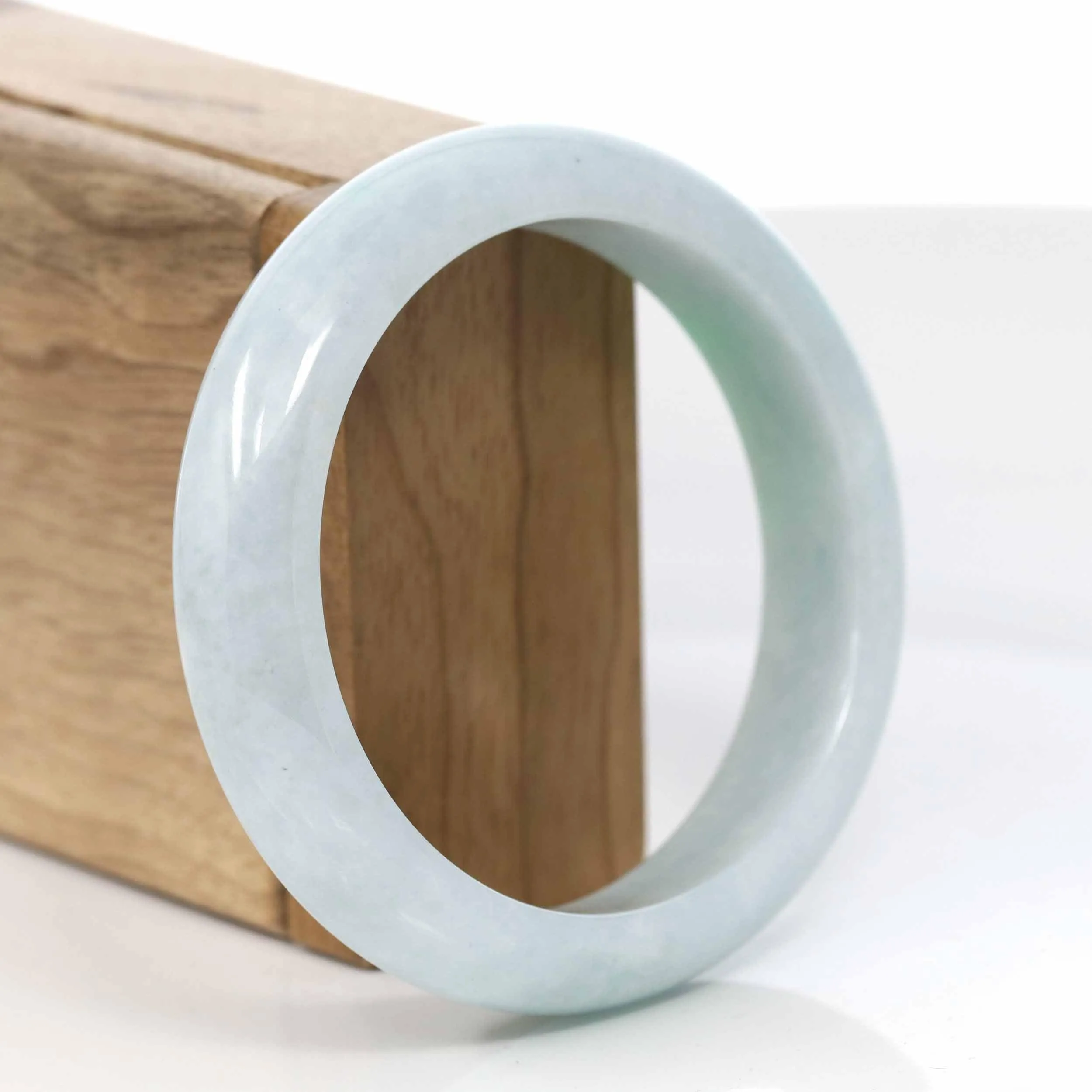 Lavender- Green Natural Genuine Burmese Jadeite Jade Bangle ( 58.35 mm ) #412