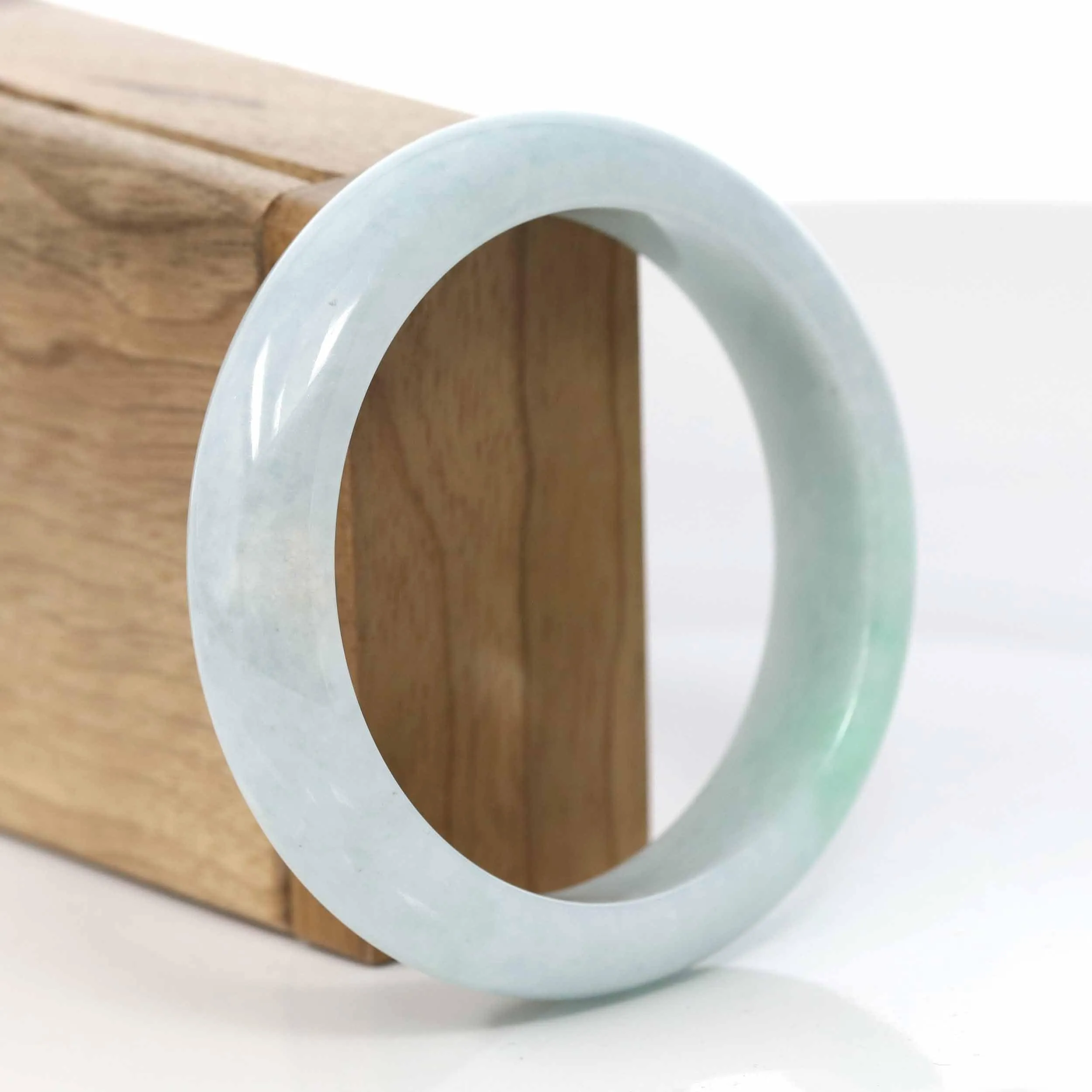 Lavender- Green Natural Genuine Burmese Jadeite Jade Bangle ( 58.35 mm ) #412