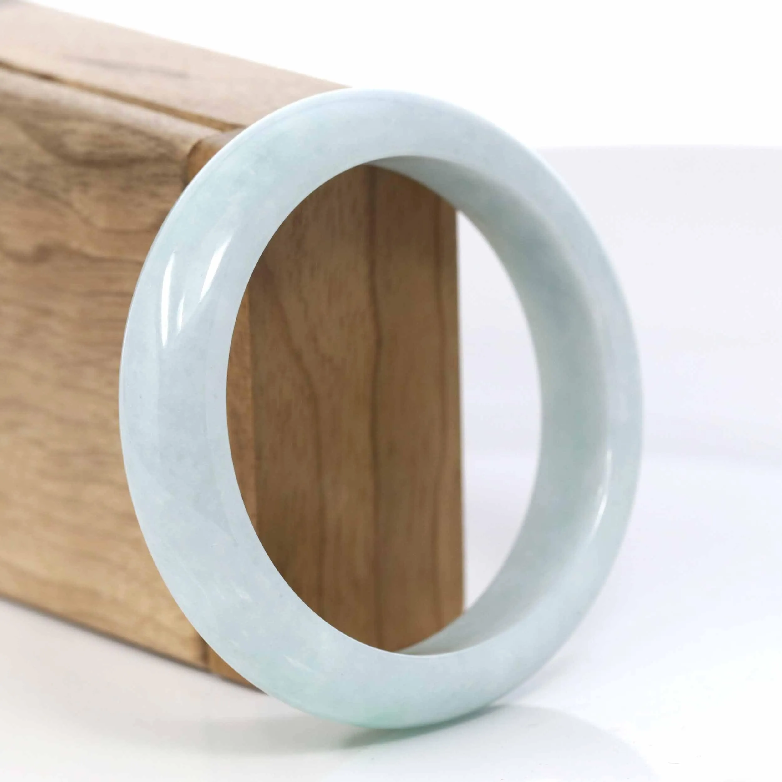 Lavender- Green Natural Genuine Burmese Jadeite Jade Bangle ( 58.35 mm ) #412