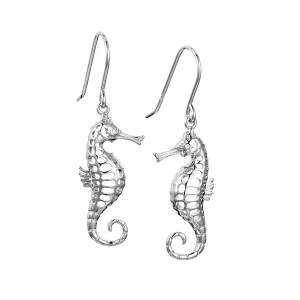 Life@Sea Genuine Sterling Silver Hollow Seahorse Dangle Earrings with Cubic Zirconia Accent