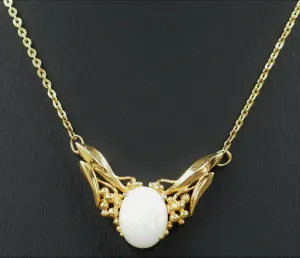 Light Opal 9ct Yellow Gold Necklace with Wattle Centrepiece