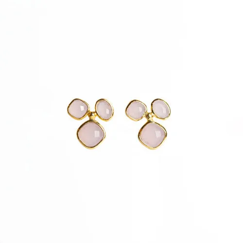 Lt. Pink Quartz Gemstone Stud Earring