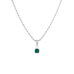 Mini Green & Silver Opal Pendant