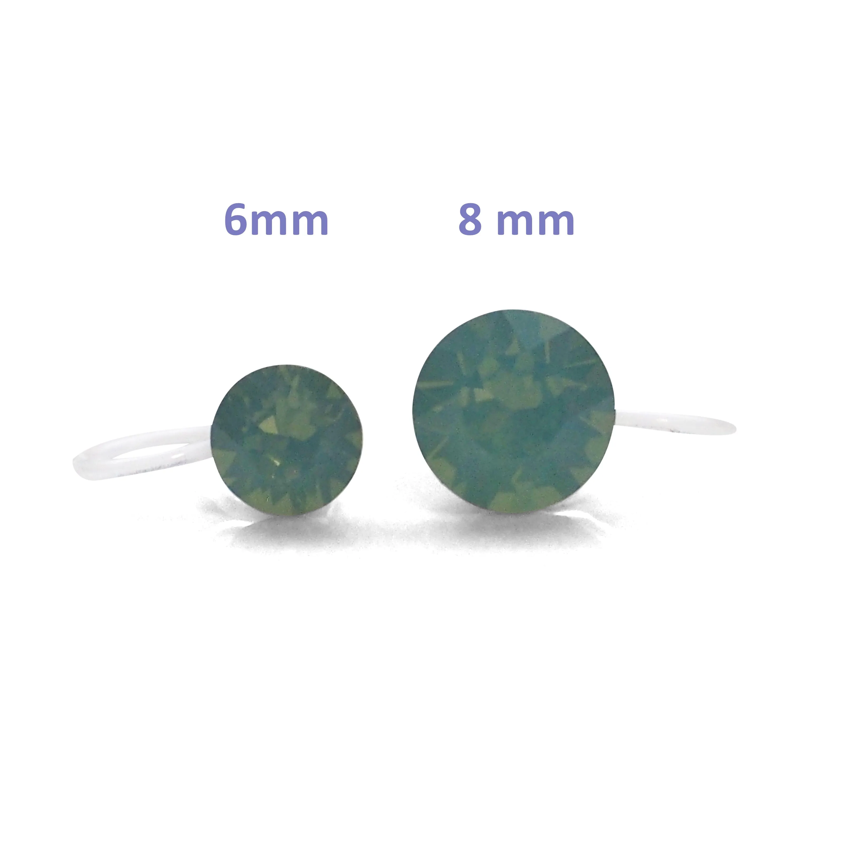 Mint Green Pacific Opal Swarovski crystal invisible clip on stud earrings