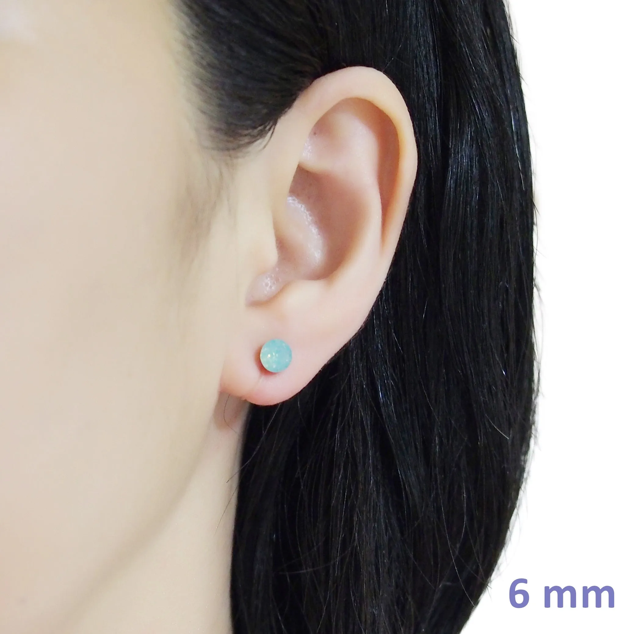 Mint Green Pacific Opal Swarovski crystal invisible clip on stud earrings