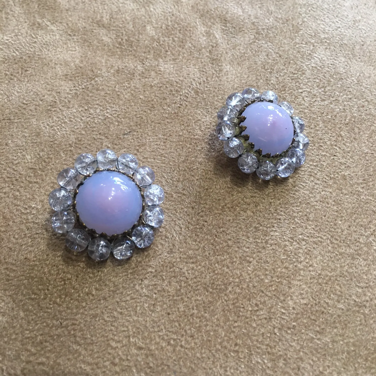 Miriam Haskell Lilac Opaline Glass Earrings