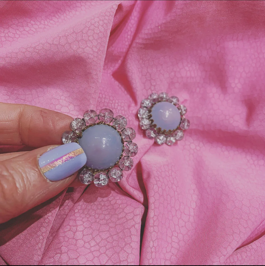 Miriam Haskell Lilac Opaline Glass Earrings