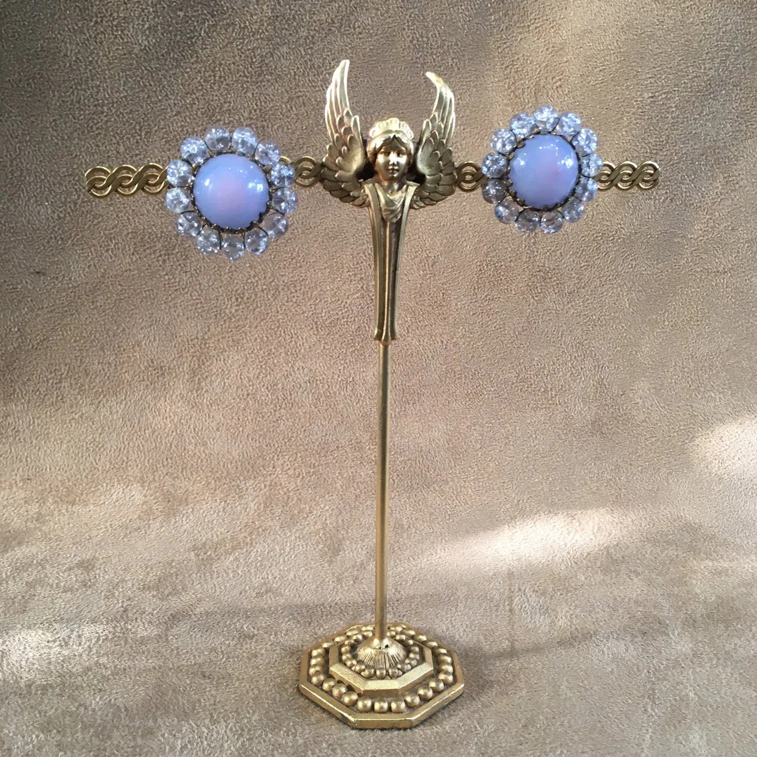 Miriam Haskell Lilac Opaline Glass Earrings