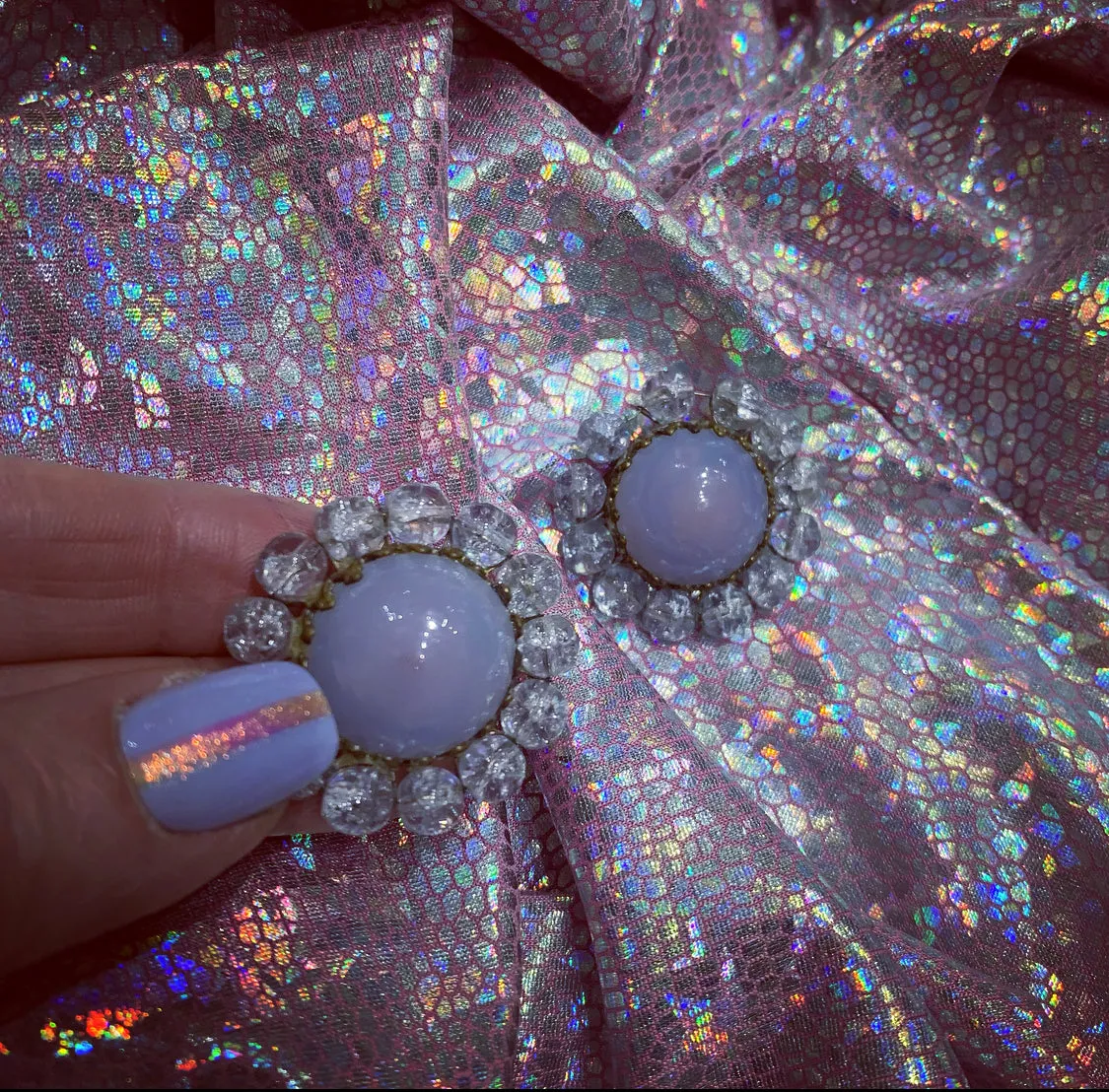 Miriam Haskell Lilac Opaline Glass Earrings
