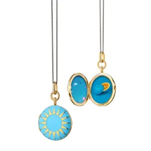 Monica Rich Kosann Sterling Silver and 18K Gold Vermeil Round Sun Locket Pendant