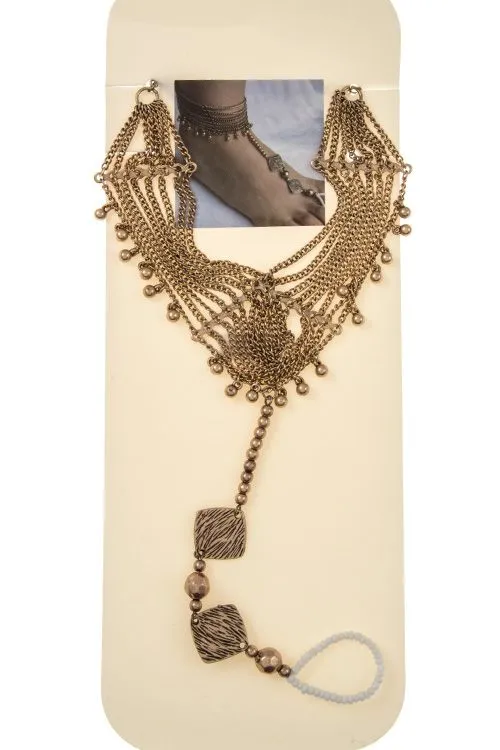 Multi draped bead accent anklet