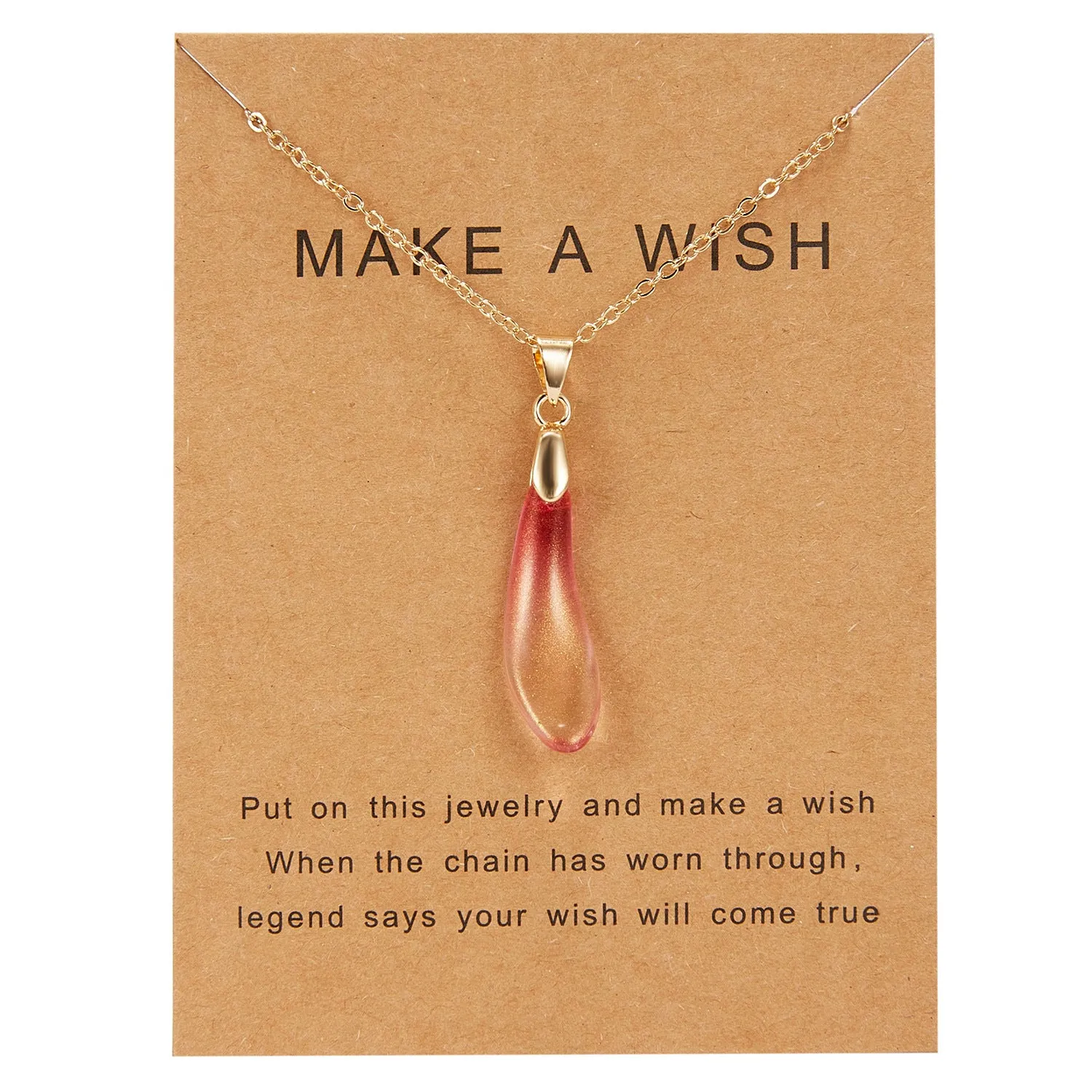 Multicolor Opal Water Drop Paper Card Necklace