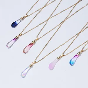 Multicolor Opal Water Drop Paper Card Necklace