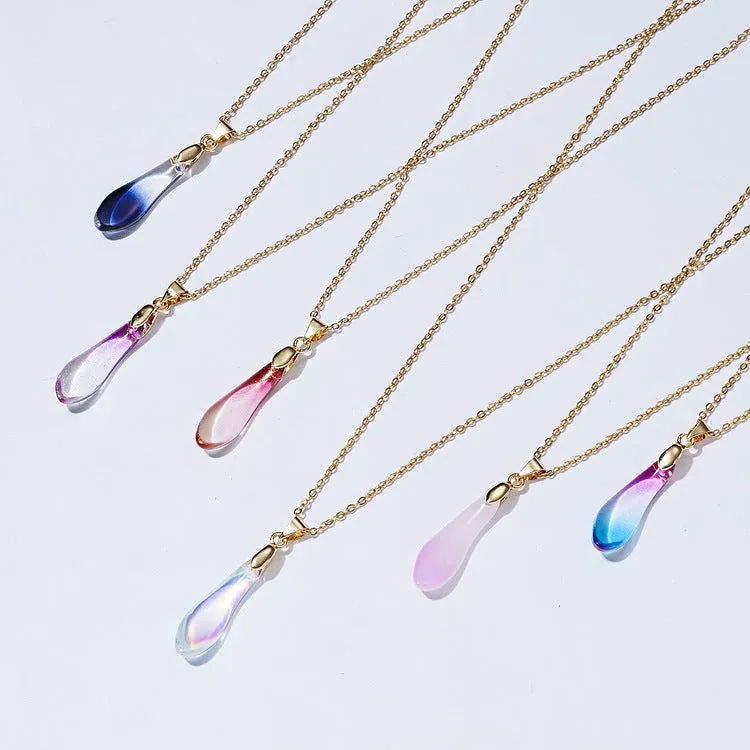 Multicolor Opal Water Drop Paper Card Necklace