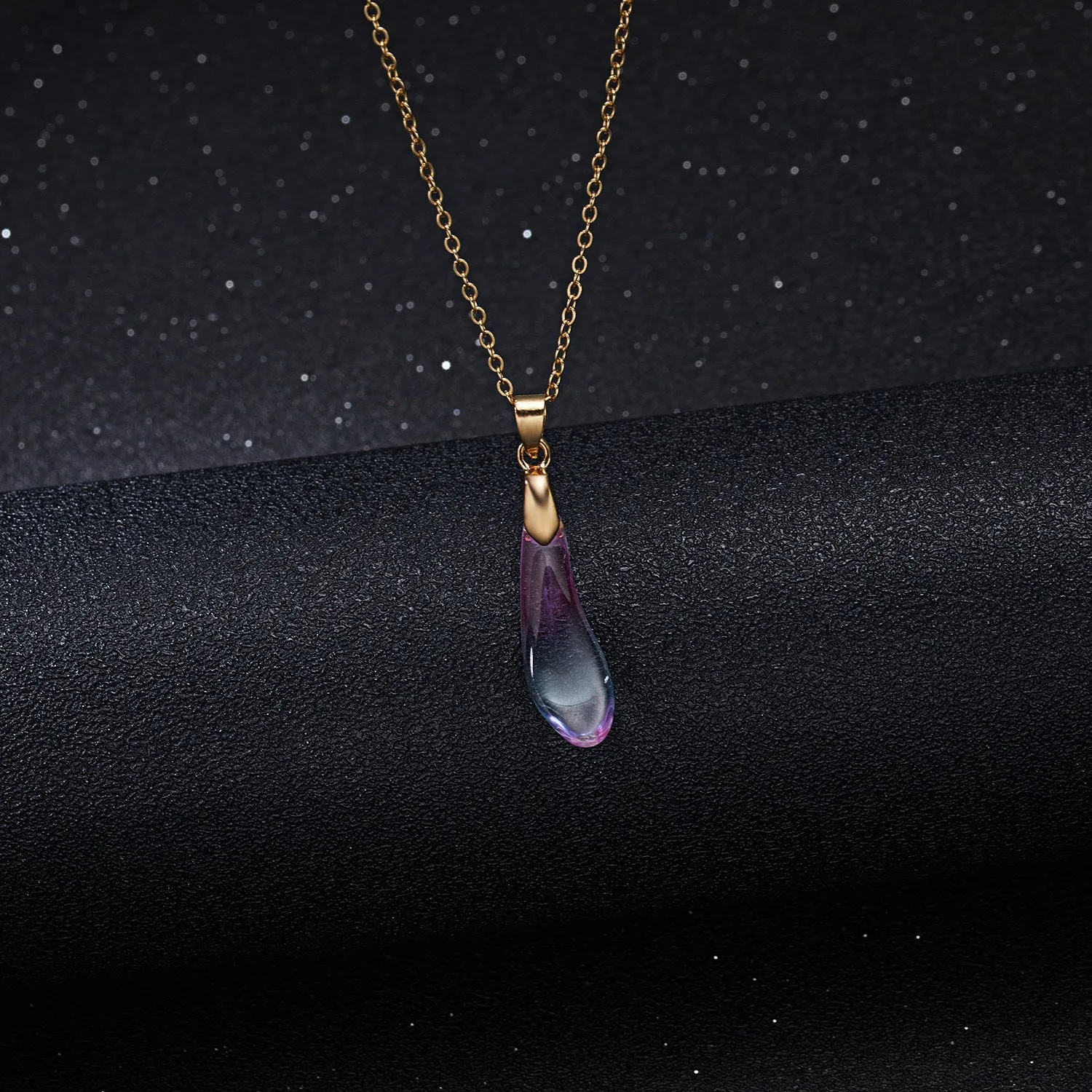 Multicolor Opal Water Drop Paper Card Necklace