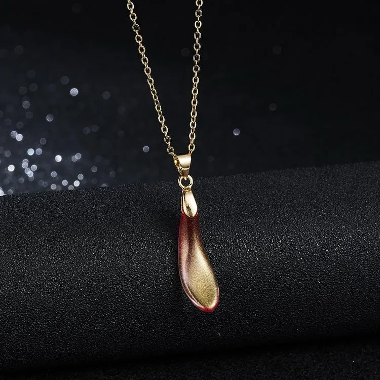 Multicolor Opal Water Drop Paper Card Necklace