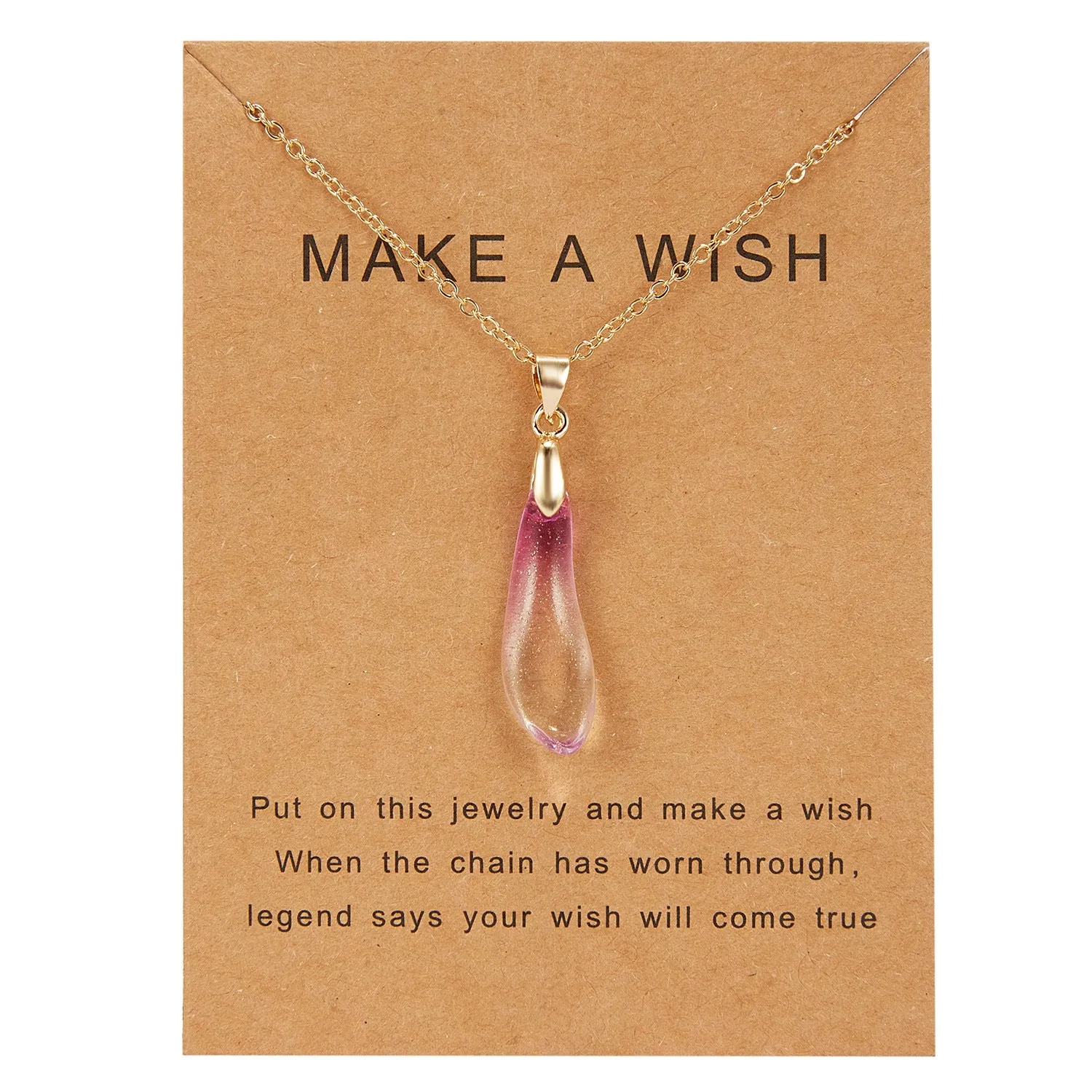 Multicolor Opal Water Drop Paper Card Necklace