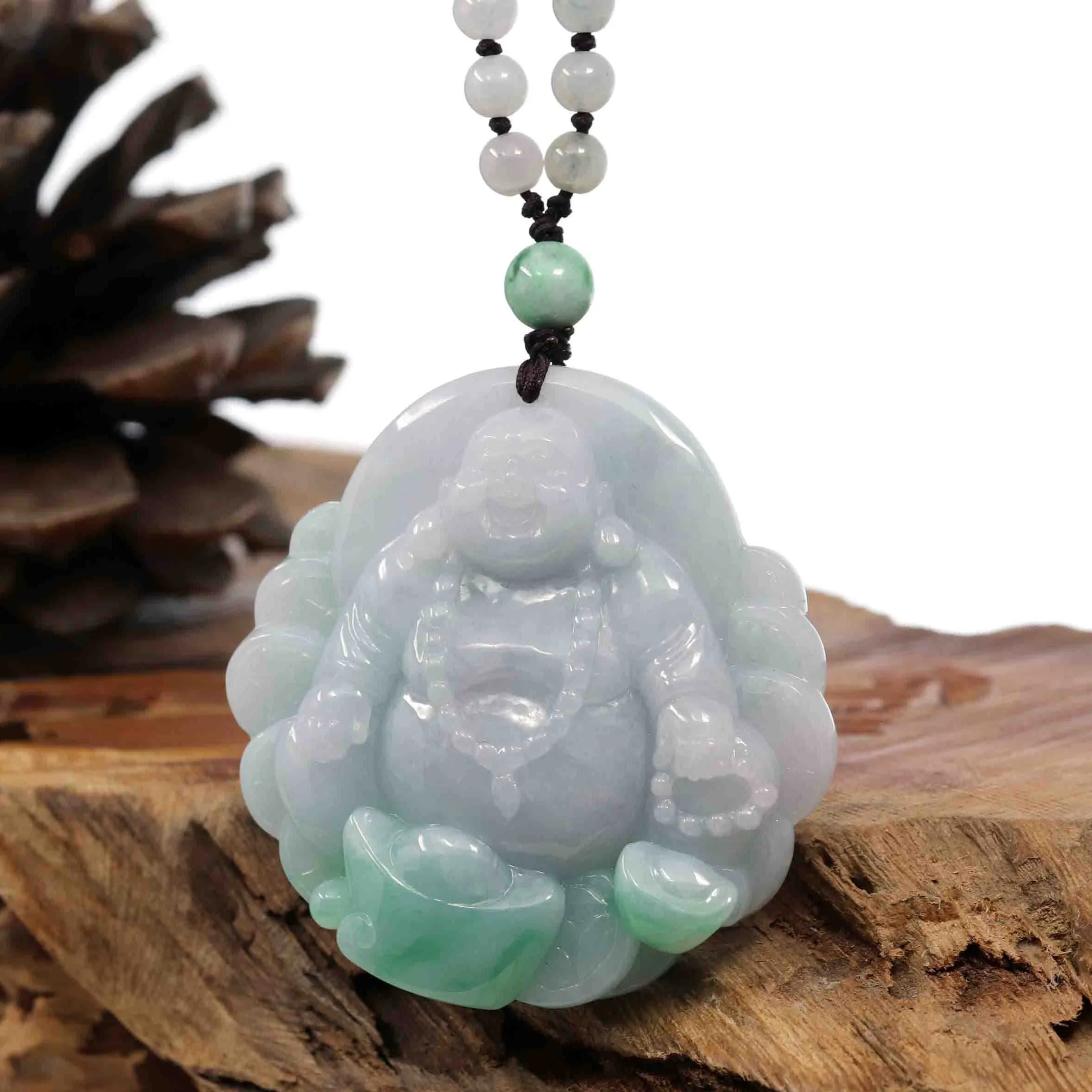 Natural Burmese Jadeite Jade Happy Buddha